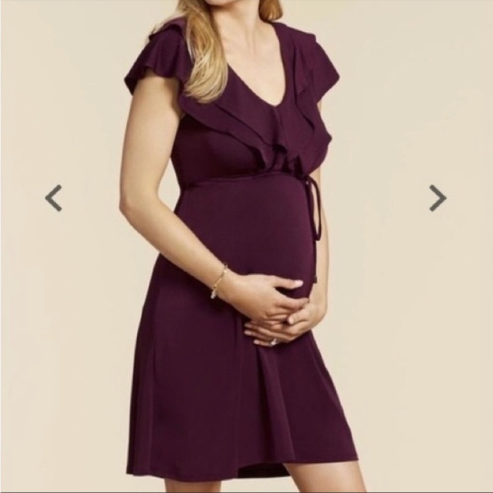 Jessica Simpson Maternity Flutter Sleeve Plum Purple Dress Size Medium